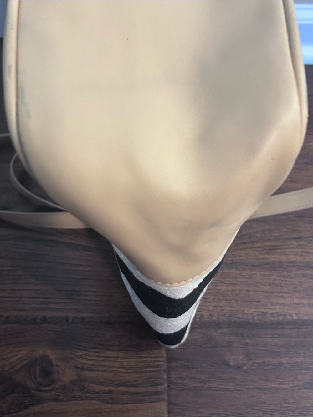 Christian Maxwell New York Cabana Tote Black White Canvas Faux Leather Bottom - Picture 5 of 10